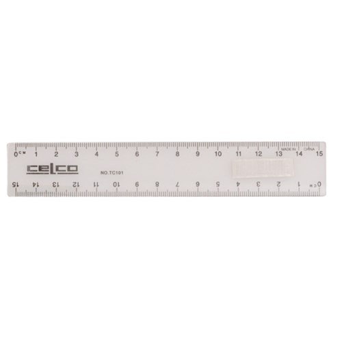 Celco Ruler 15cm Clear Metric (mm  cm) markings